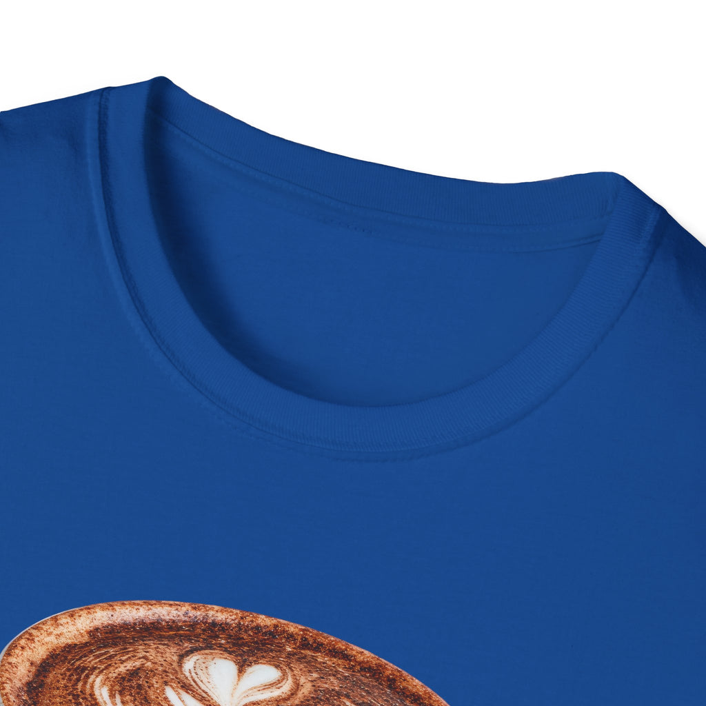 'Serve With a Juicy Piece of Gossip' Coffee Cup T‑Shirt — Funny Coffee Lover Tee