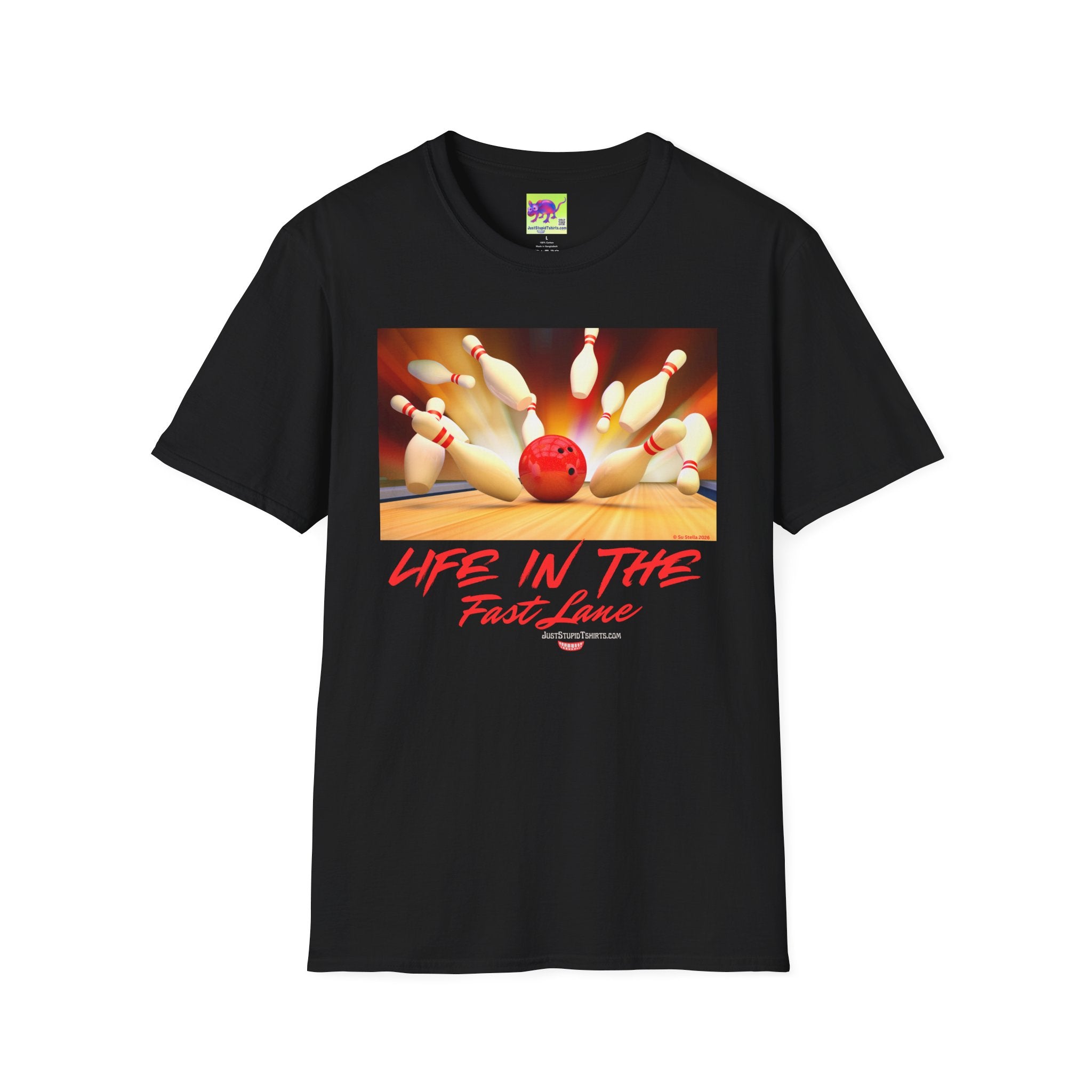 "Life in the Fast Lane" Casual Tee for Bowlers - Bowling Strike Graphic T-Shirt — Bowling Team Shirts