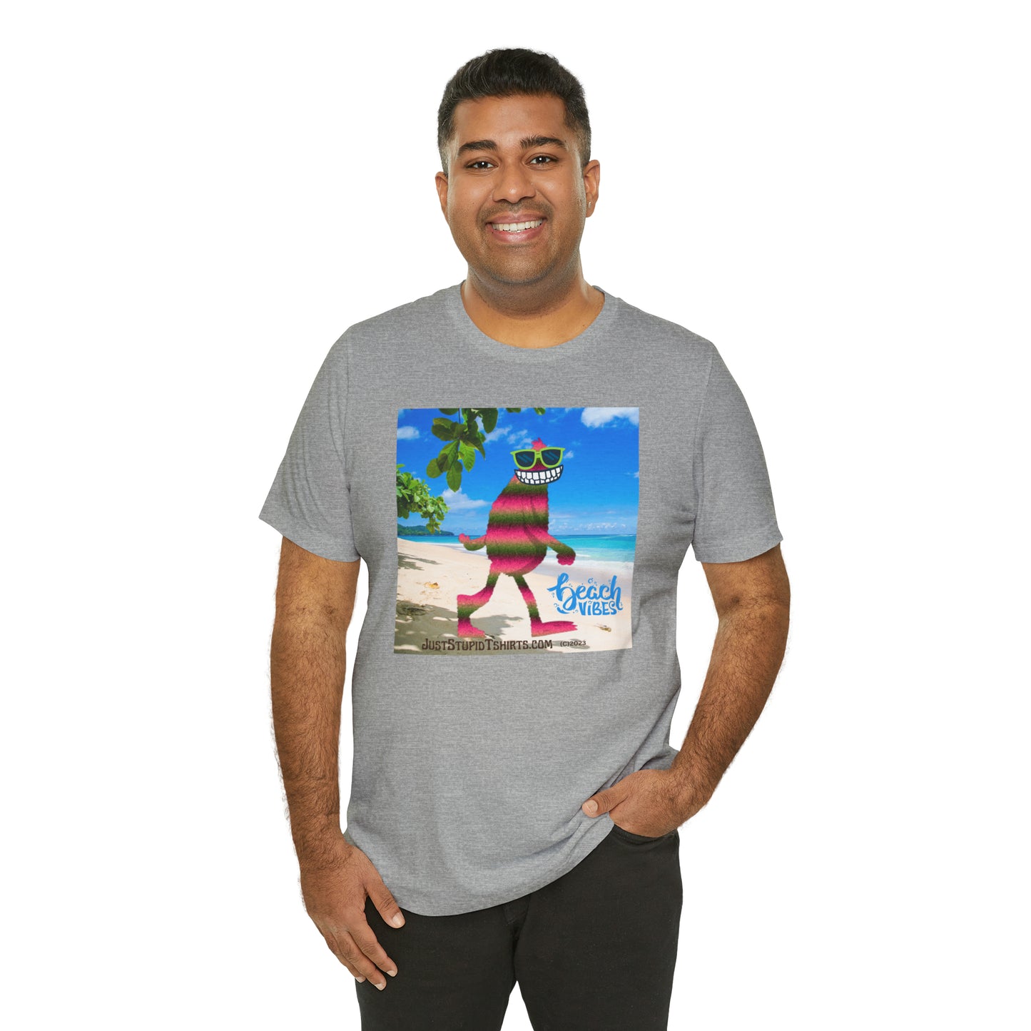 Beach Vibes Squatch Unisex Jersey Short Sleeve Tee- Big Foot Gifts, Yeti Tshirt,