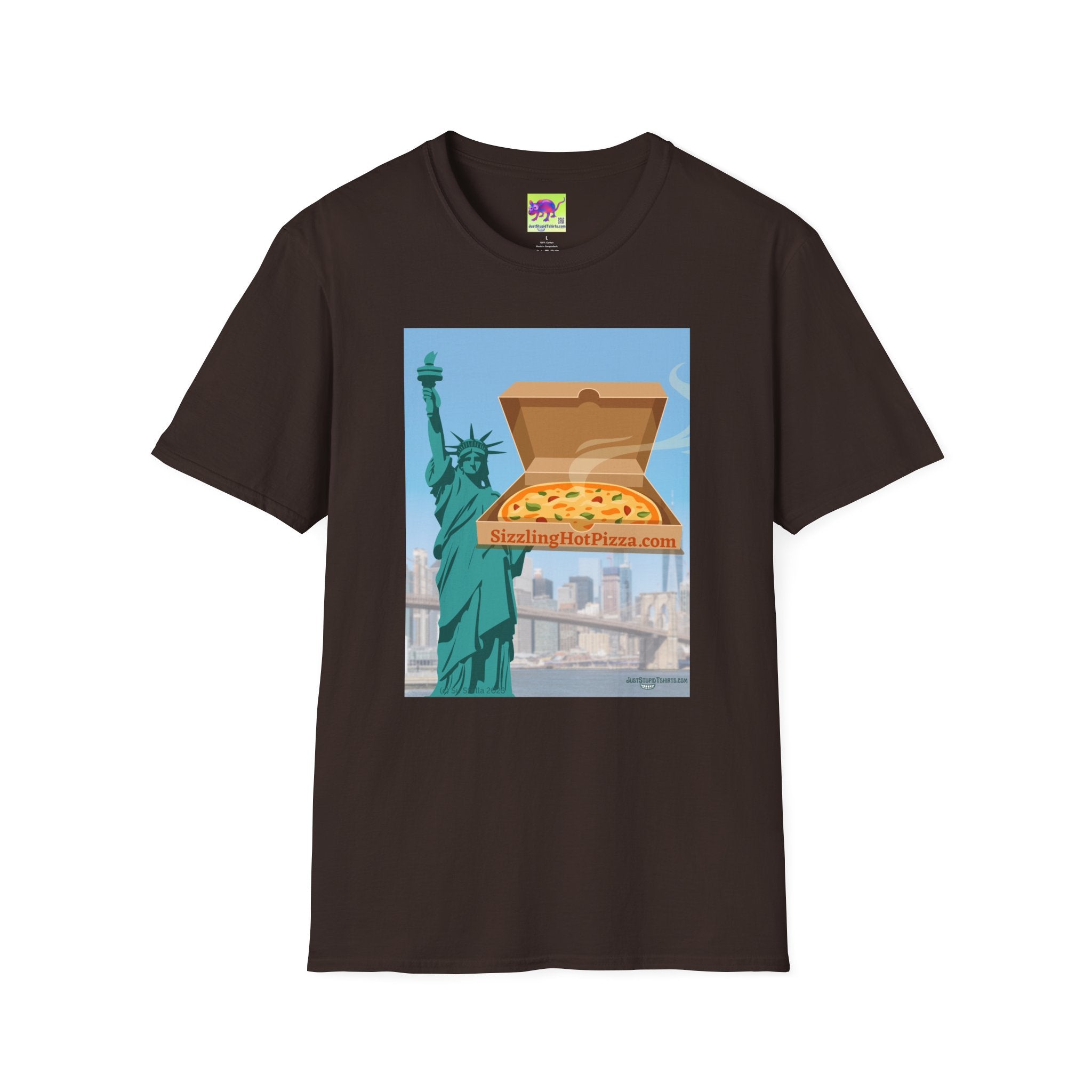 New York Pizza T-Shirt — Statue of Liberty Pizza Box Graphic Tee