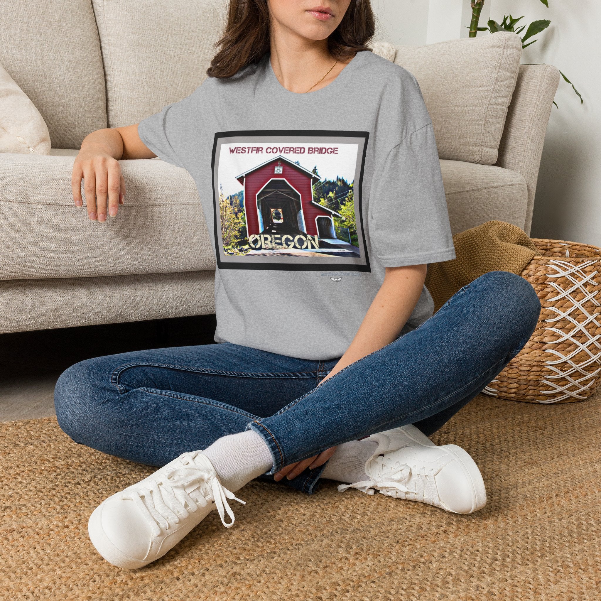Westfir Covered Bridge Oregon T‑Shirt — Scenic Vintage Bridge Graphic Tee- Office Covered Bridge- Westfir, Oregon