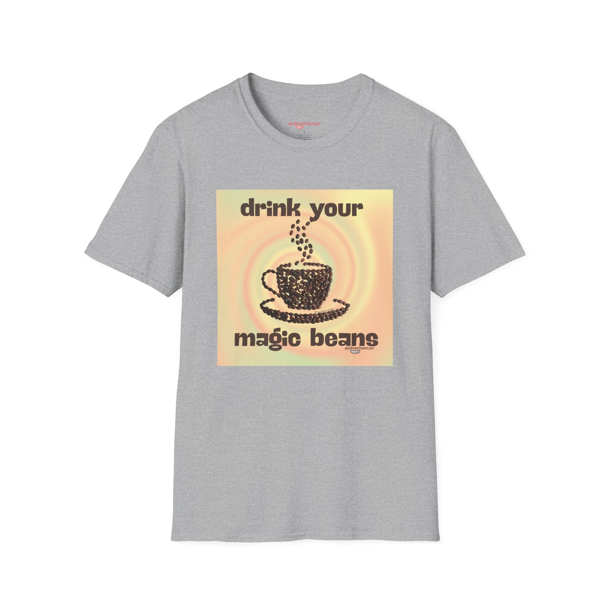 "Drink Your Magic Beans" Retro Coffee Cup T-Shirt —