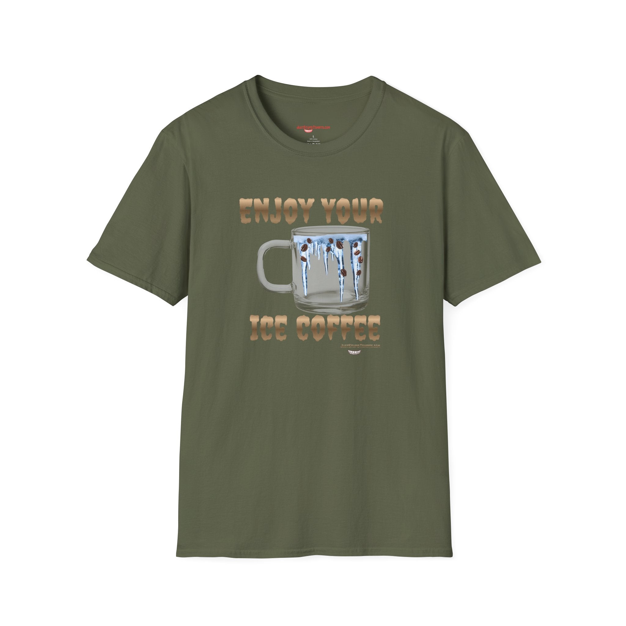 "Enjoy Your Ice Coffee"- Ice Coffee Graphic T-Shirt — Coffee Lovers Gift- Mom- Dad- Grad gifts