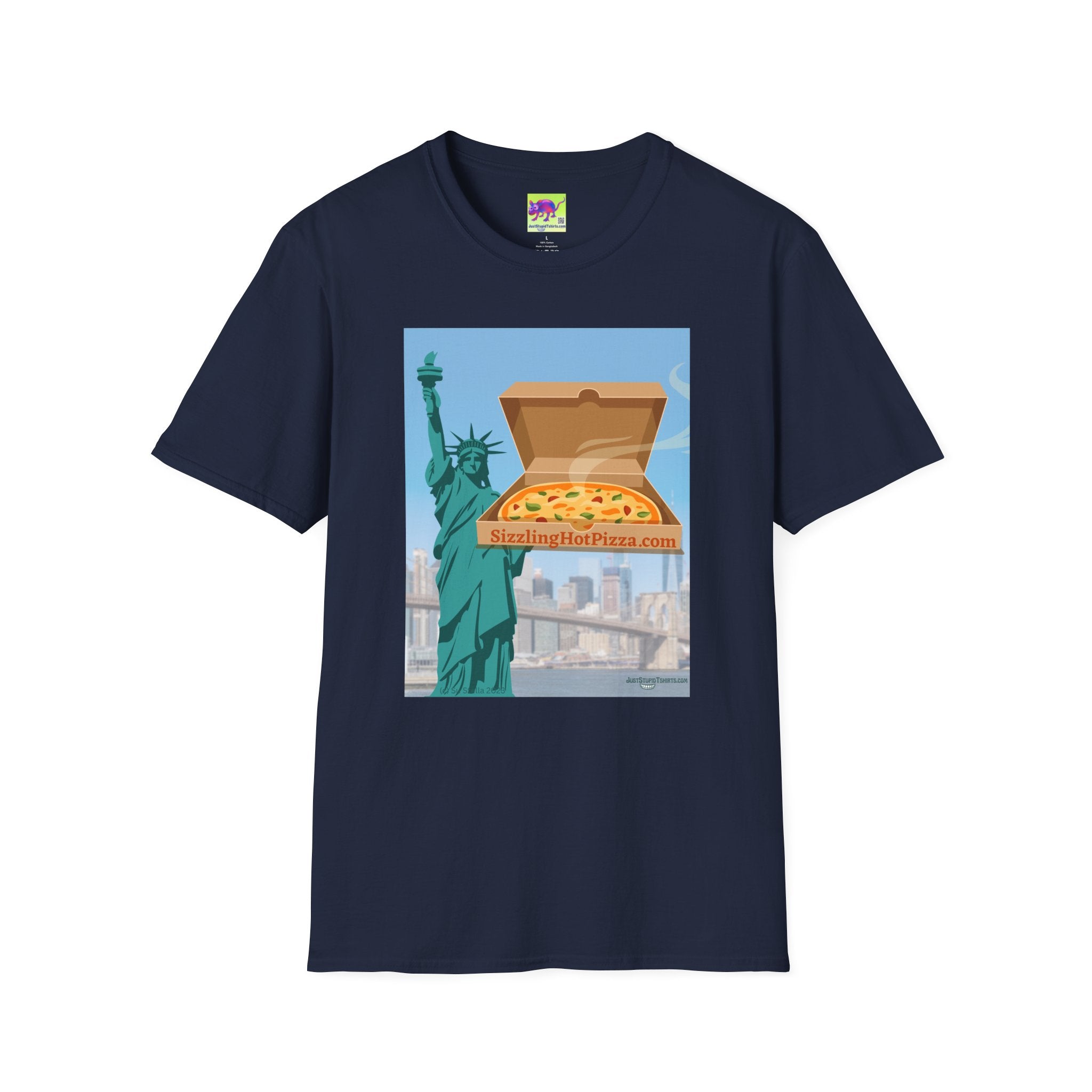 New York Pizza T-Shirt — Statue of Liberty Pizza Box Graphic Tee