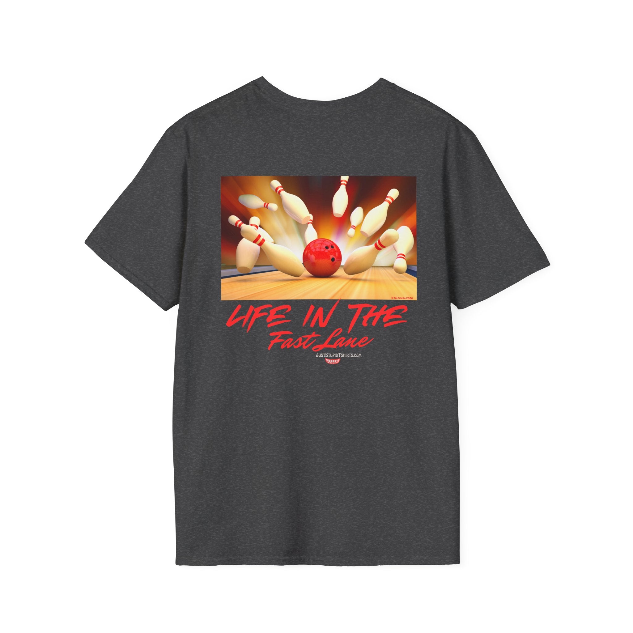 'Life in the Fast Lane' Bowling Graphic Tee- 2 sided Bowling Shirt- League Night shirt