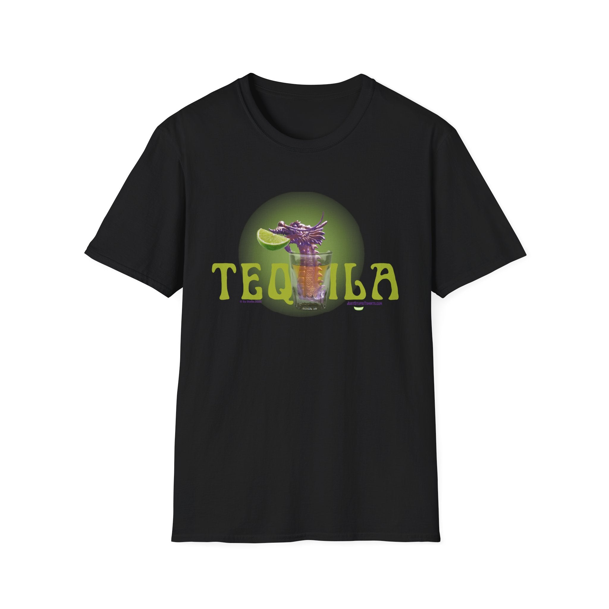 Tequila Dragon T-Shirt — Lime Shot Graphic Tee- Tequila Worm - Lime- Salt- Tequila- O My!