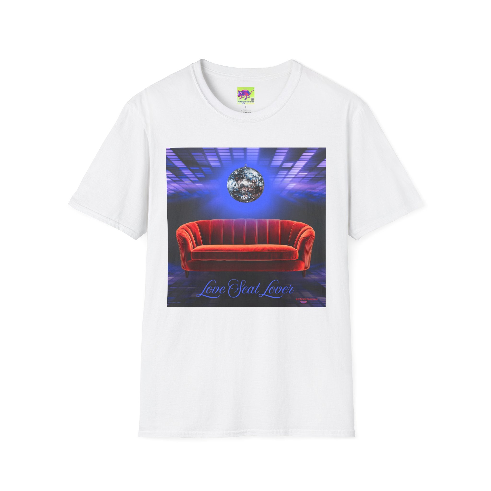 'Love Seat Lover'  ~Retro Disco Sofa T-Shirt — Sexy Red Velvet Love Seat  Graphic Tee- Feel the love