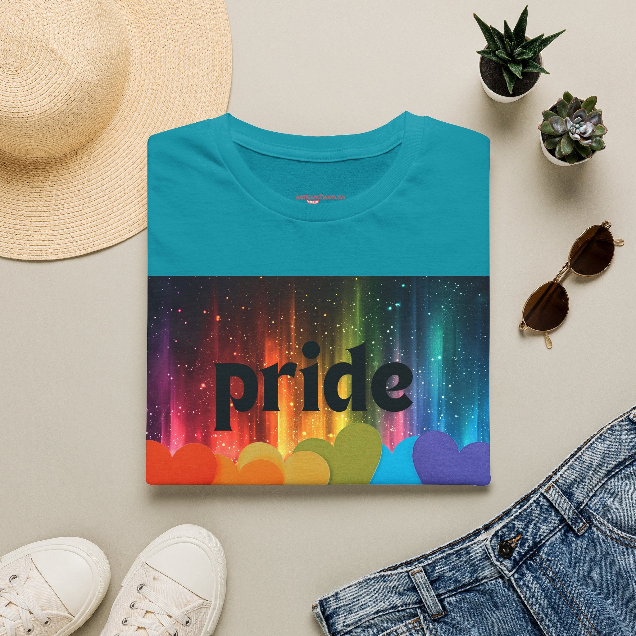 Pride Rainbow Hearts T‑Shirt — Colorful Pride Graphic Tee- LGBTQ shirt, pride month shirt