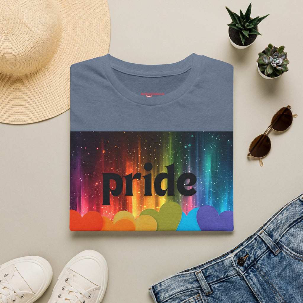 Pride Rainbow Hearts T‑Shirt — Colorful Pride Graphic Tee- LGBTQ shirt, pride month shirt