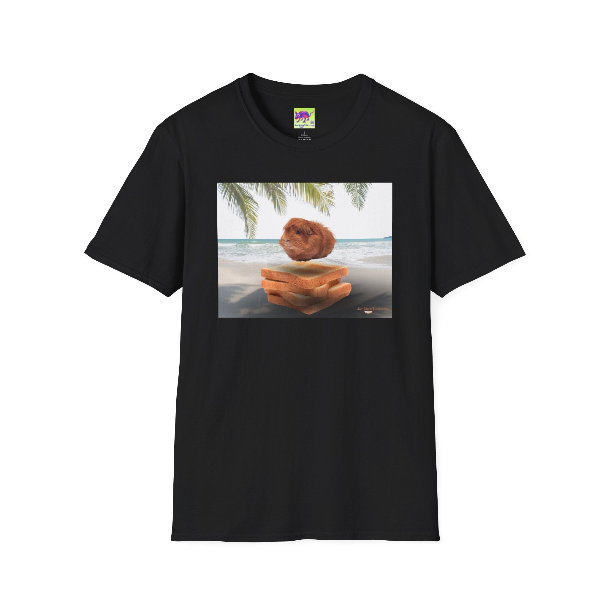 Fluffy on the Beach -Guinea Pig Tee — Cute Guinea Pig on Toast Tropical T-Shirt