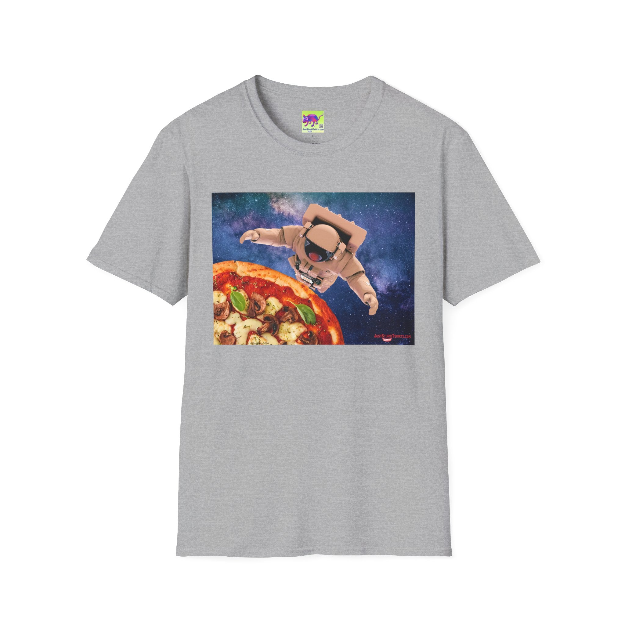 Astronaut Pizza Tee — Space Explorer Eating Pizza Graphic T-Shirt