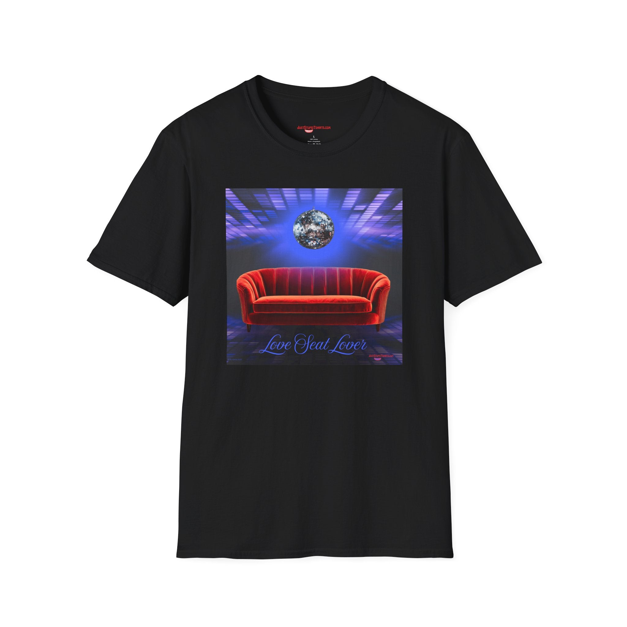 'Love Seat Lover'  ~Retro Disco Sofa T-Shirt — Sexy Red Velvet Love Seat  Graphic Tee- Feel the love