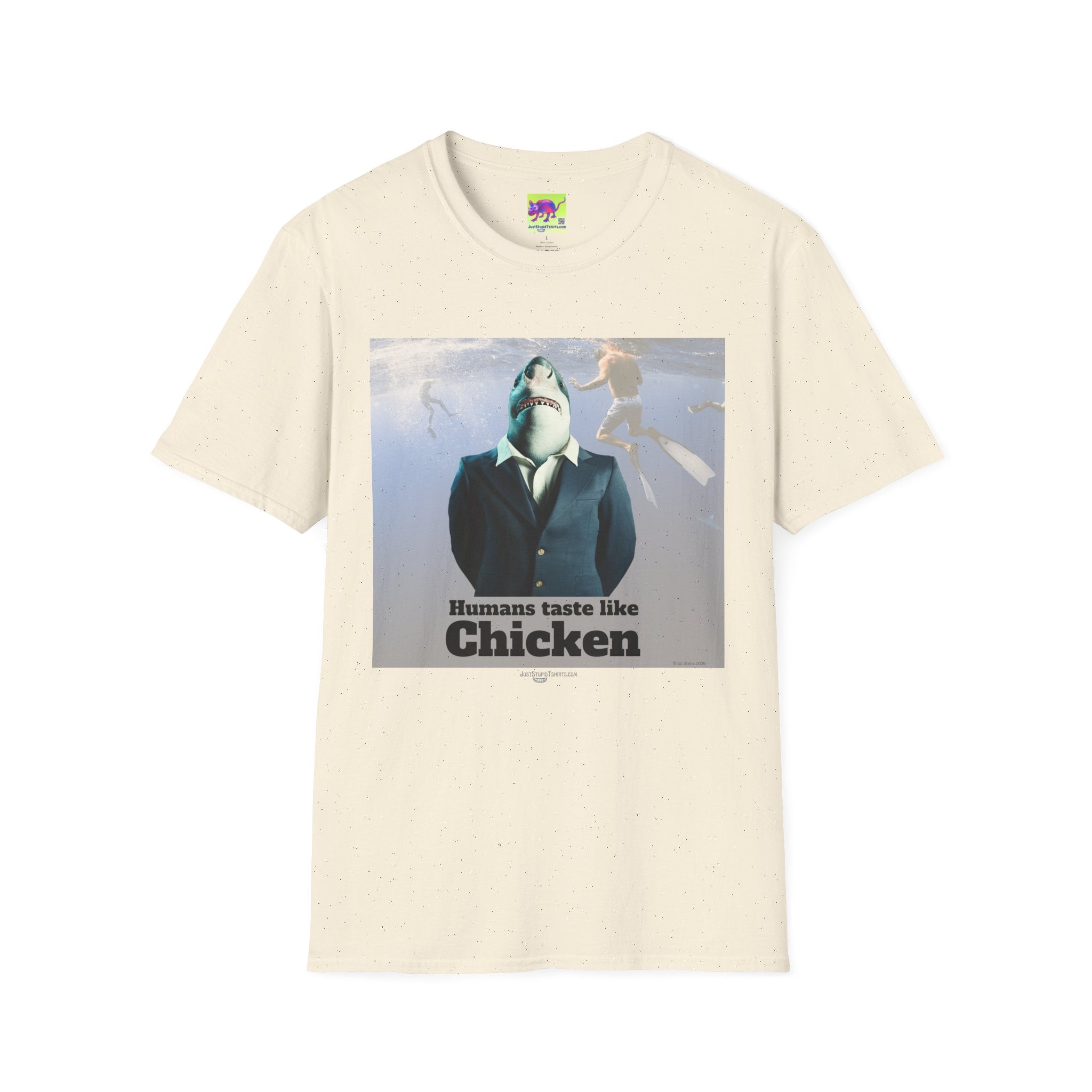 “Humans Taste Like Chicken” - Shark in a Suit T-Shirt —Graphic Tee- Shark lovers, Shark Week, shark girl, summer shirt