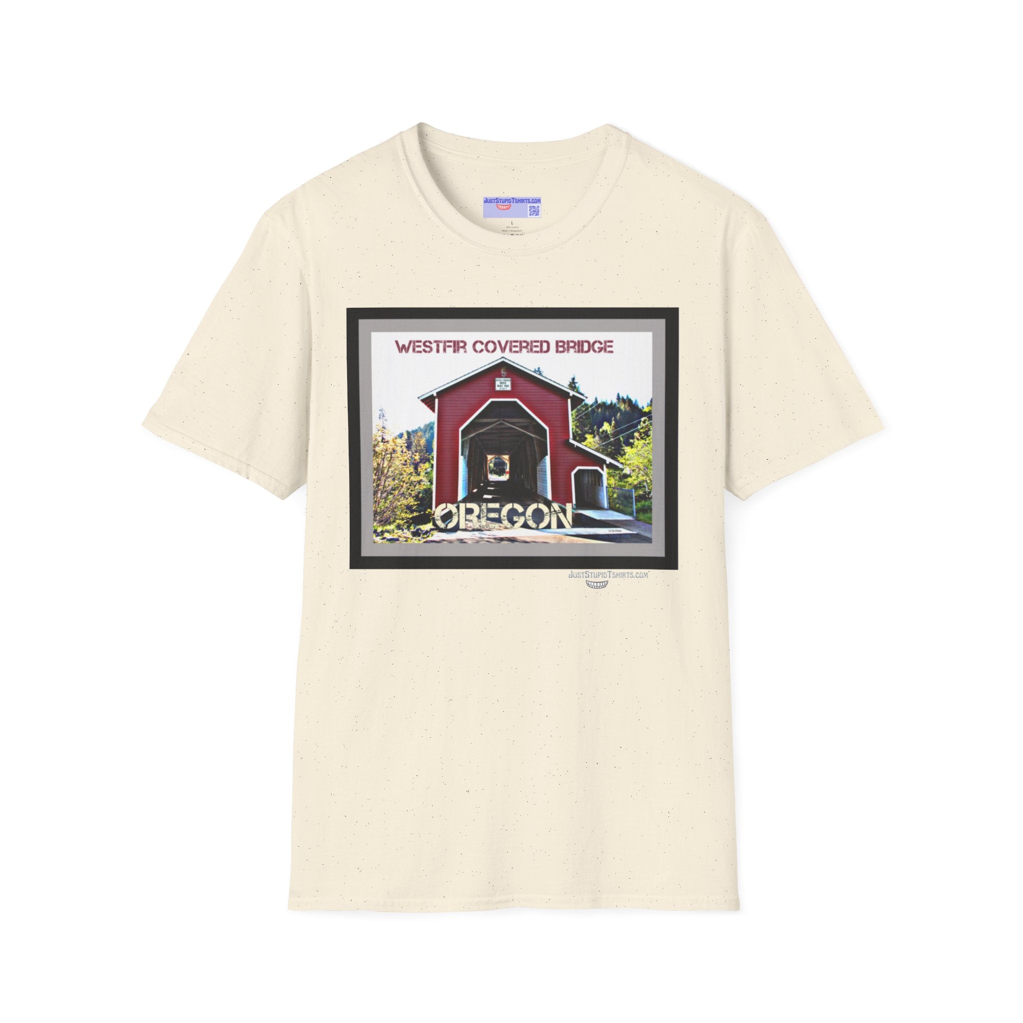 Westfir Covered Bridge Oregon T‑Shirt — Scenic Vintage Bridge Graphic Tee- Office Covered Bridge- Westfir, Oregon