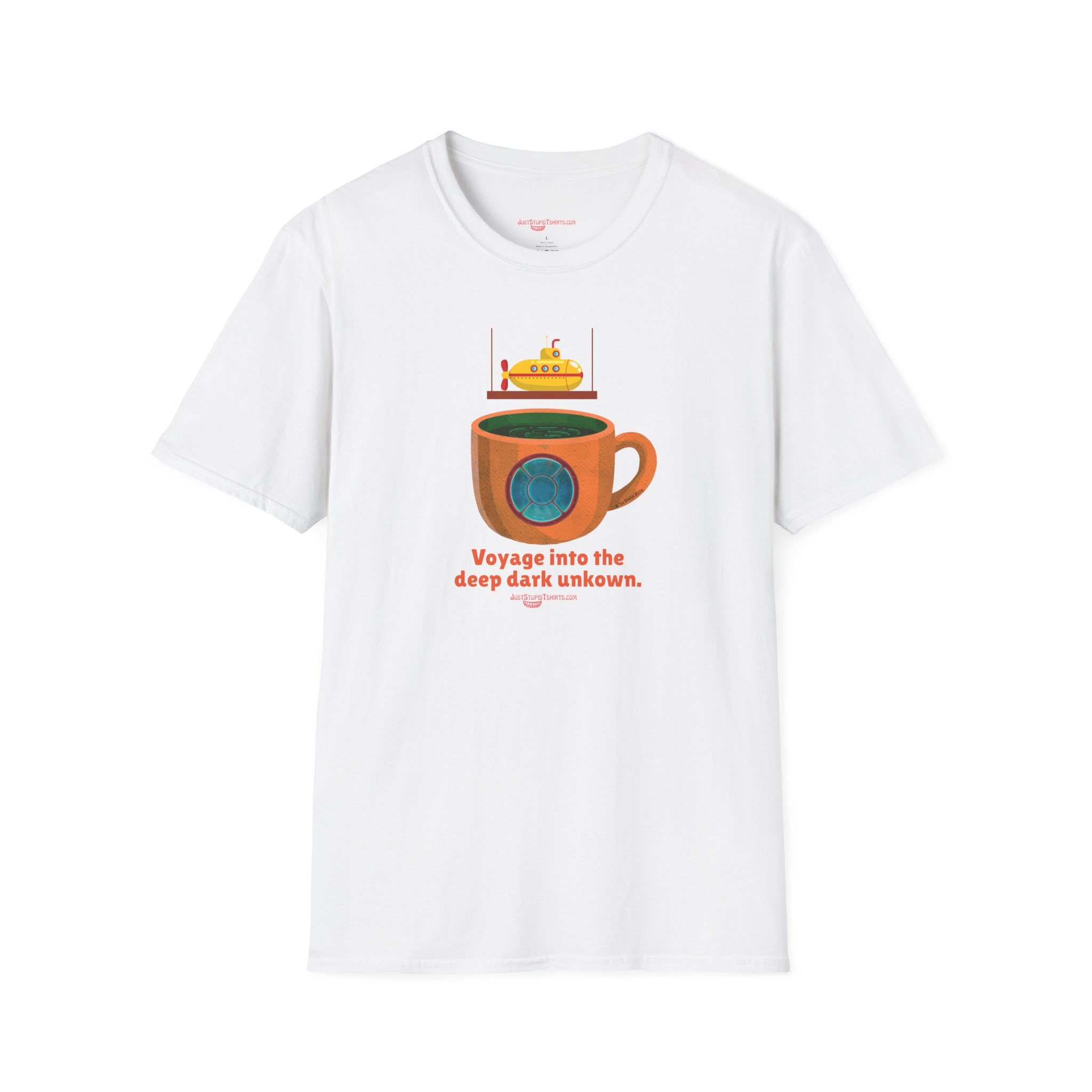 Voyage Into the Deep Dark Unknown T-Shirt — Submarine Coffee Cup Graphic Tee