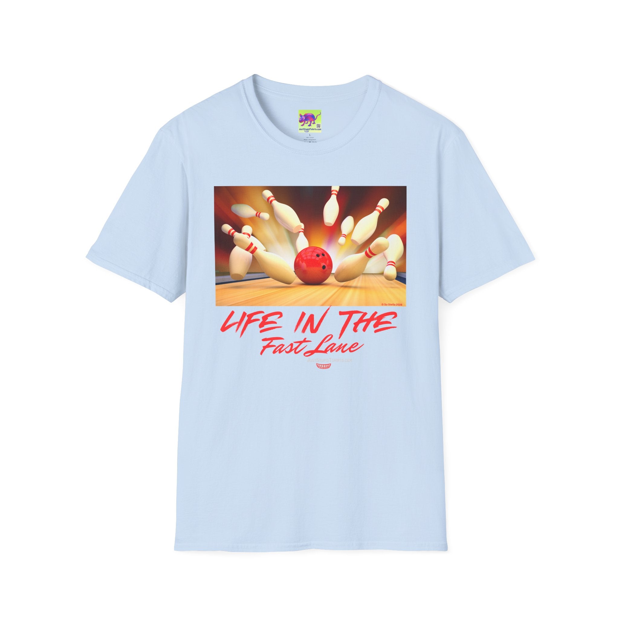 "Life in the Fast Lane" Casual Tee for Bowlers - Bowling Strike Graphic T-Shirt — Bowling Team Shirts
