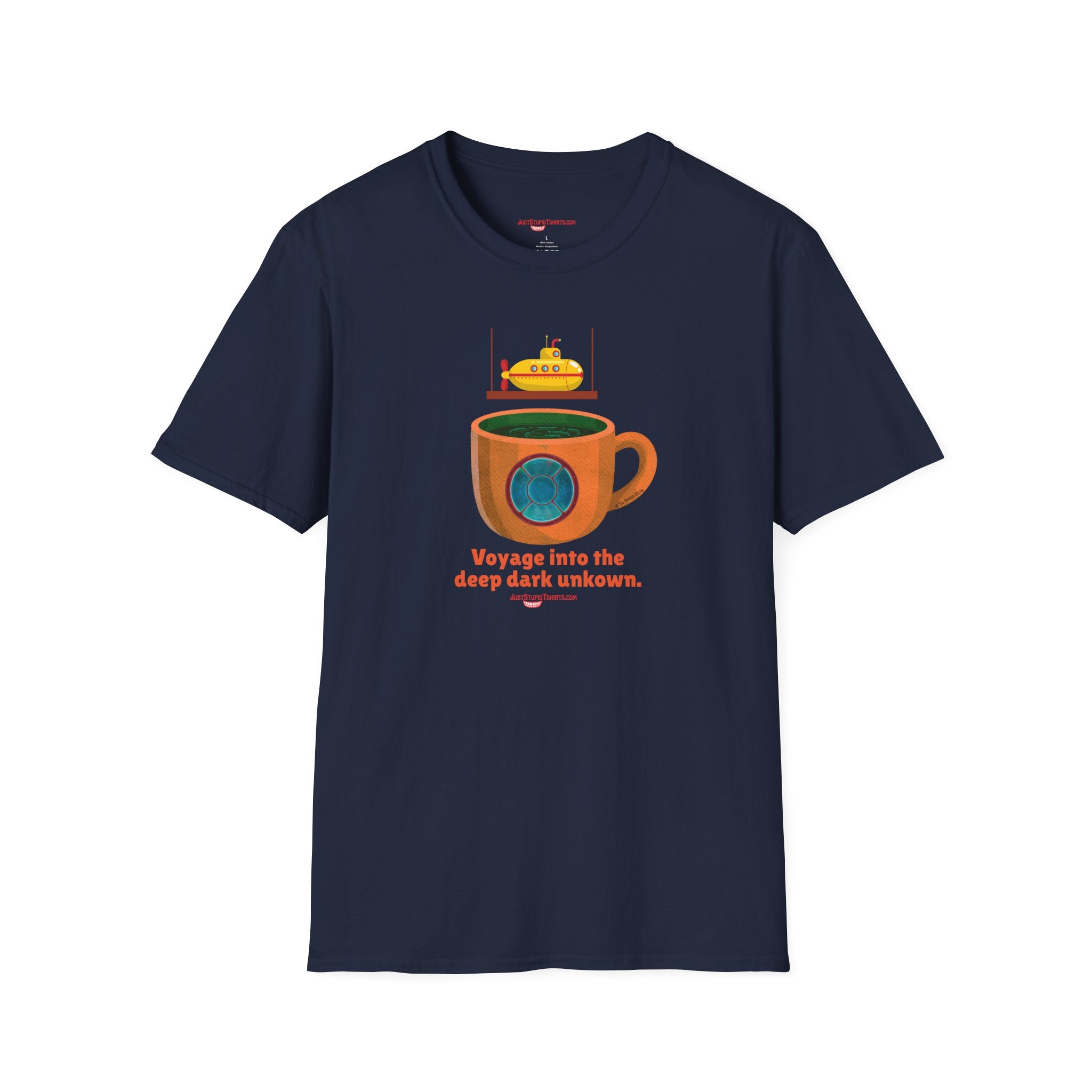 Voyage Into the Deep Dark Unknown T-Shirt — Submarine Coffee Cup Graphic Tee
