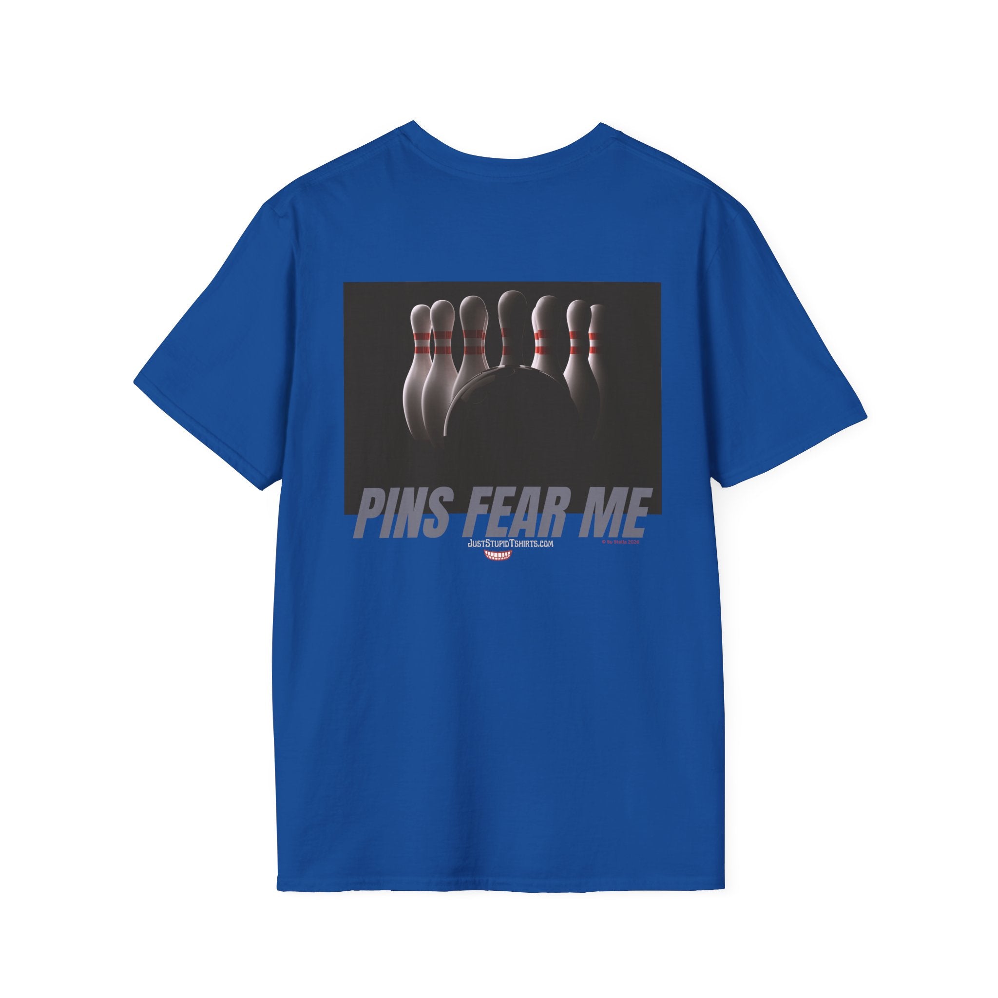 Pins Fear Me T-Shirt — 2 sided Bowling Horror Graphic Tee- League Shirt- Bowlers Gift