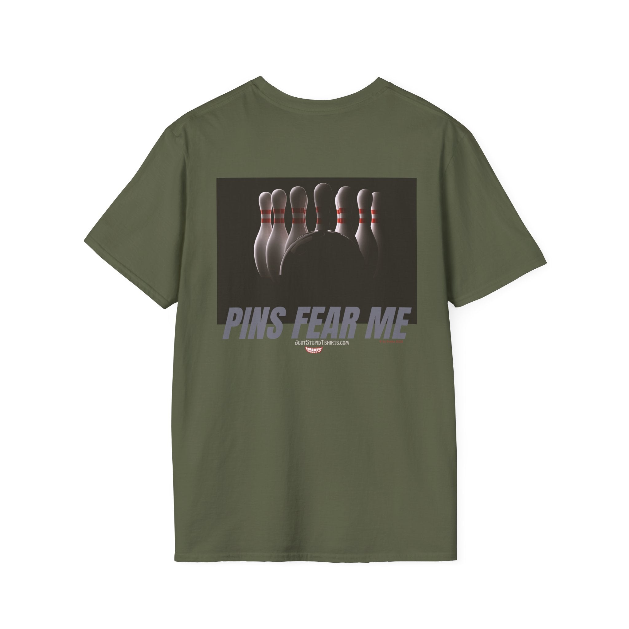Pins Fear Me T-Shirt — 2 sided Bowling Horror Graphic Tee- League Shirt- Bowlers Gift