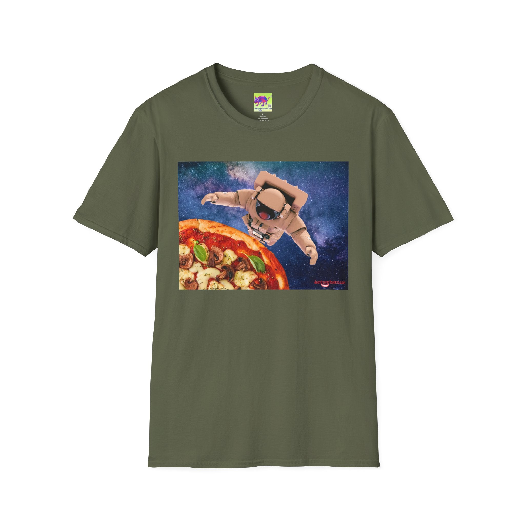 Astronaut Pizza Tee — Space Explorer Eating Pizza Graphic T-Shirt