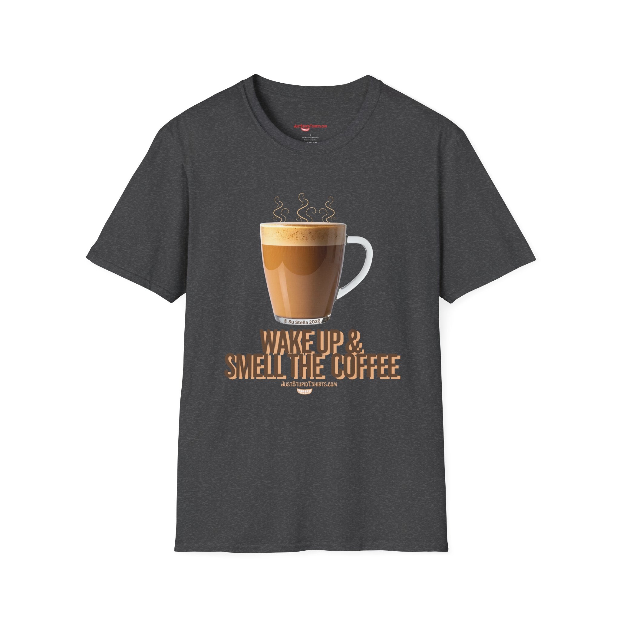 Coffee Lover T‑Shirt — “Wake Up & Smell the Coffee” Graphic Tee