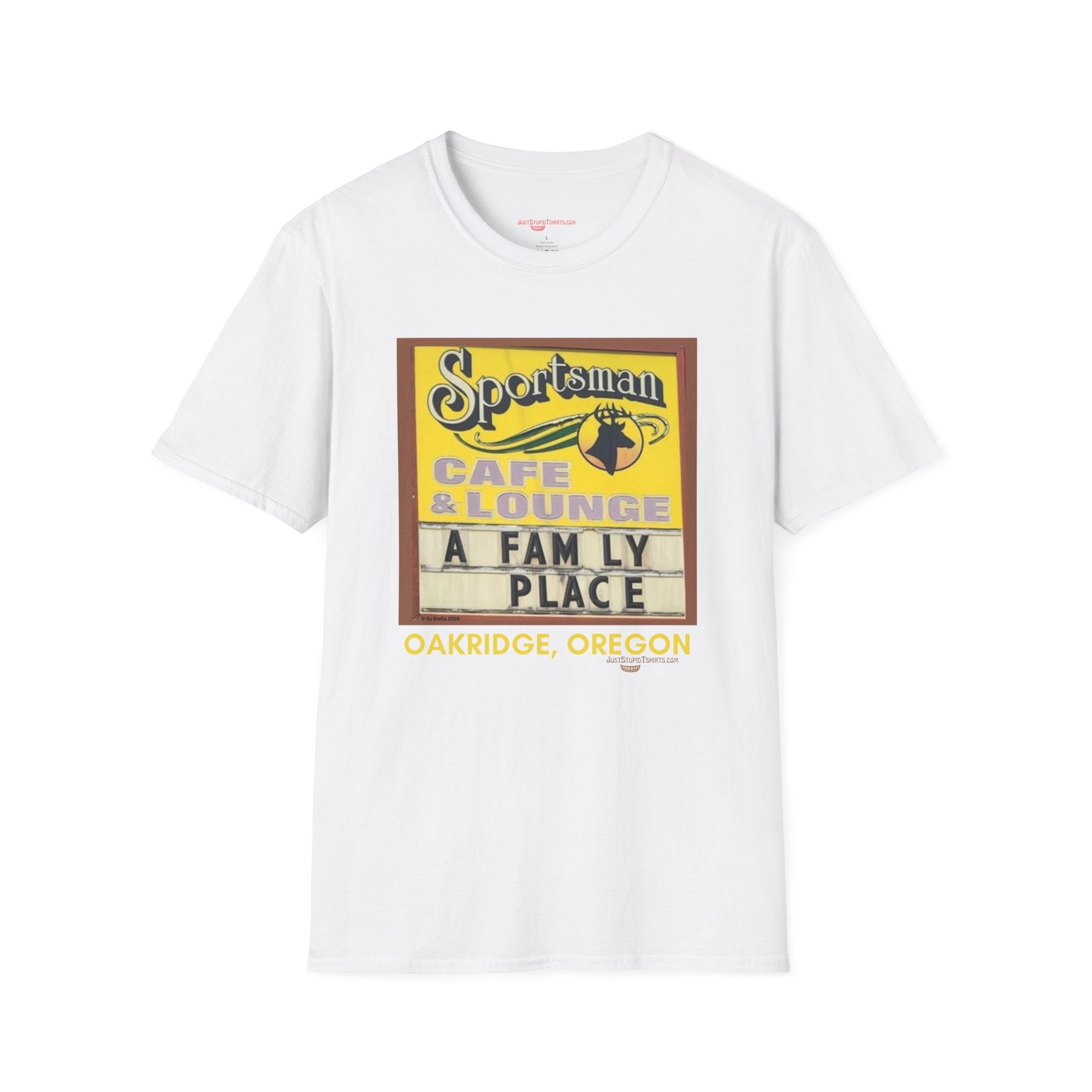 Sportsman Café & Lounge Vintage Sign T-Shirt — "A Family Place" Oakridge, Oregon