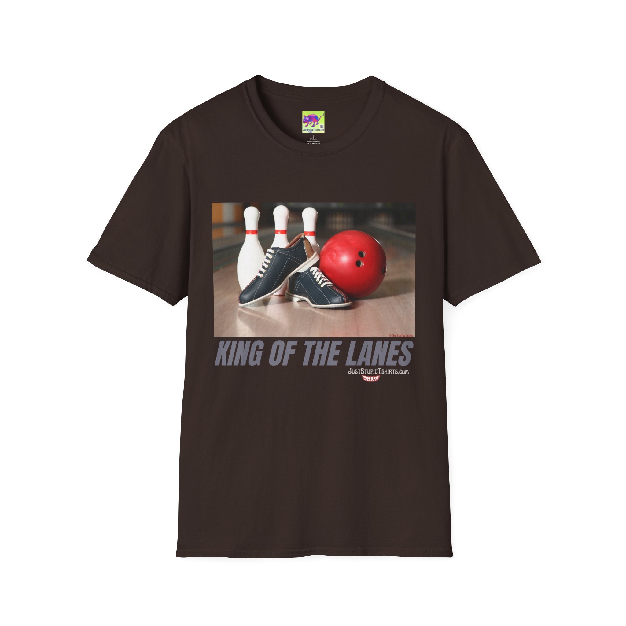 King of the Lanes-  Retro Bowling Ball & Pins Tee- Bowling T-Shirt - League Night Bowlers Shirt