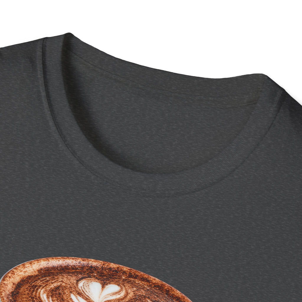 'Serve With a Juicy Piece of Gossip' Coffee Cup T‑Shirt — Funny Coffee Lover Tee