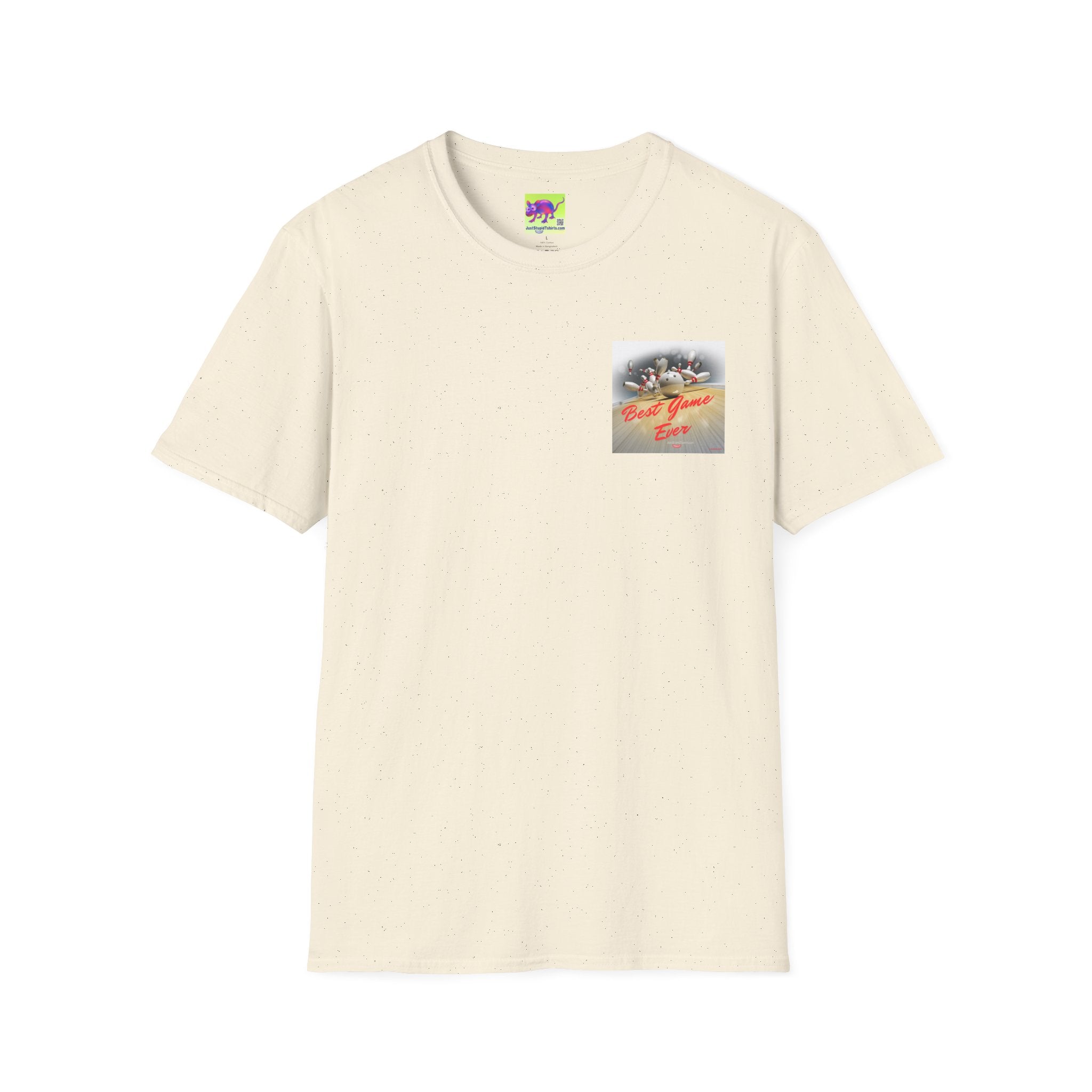 Best Game Ever Bowling T-Shirt —2 sided Retro Arcade Pocket-style Graphic Tee