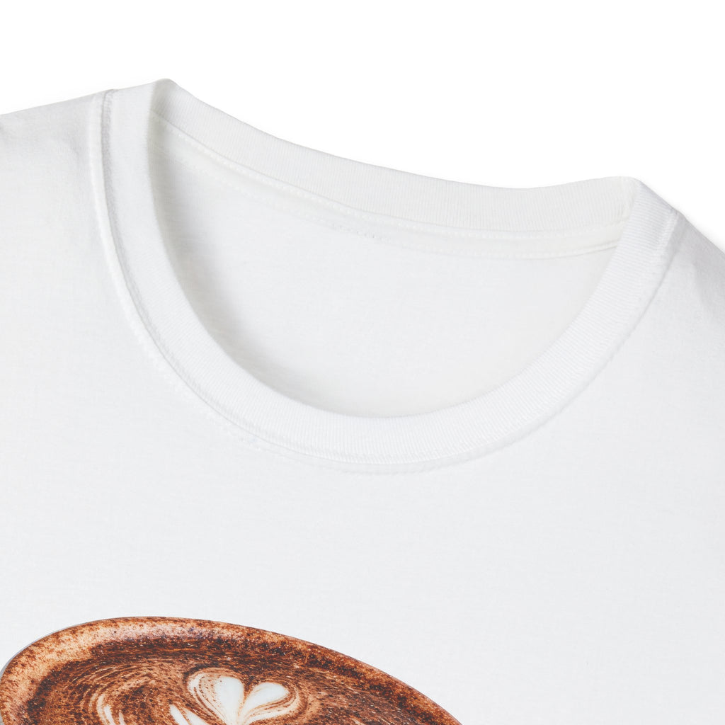 'Serve With a Juicy Piece of Gossip' Coffee Cup T‑Shirt — Funny Coffee Lover Tee