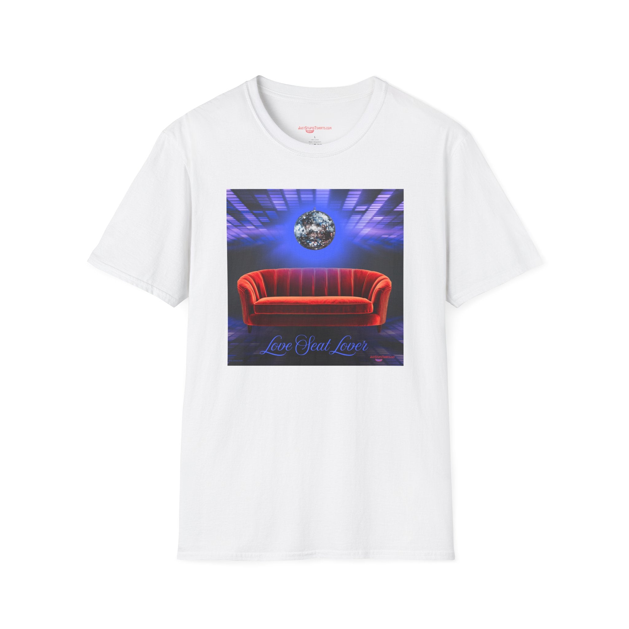 'Love Seat Lover'  ~Retro Disco Sofa T-Shirt — Sexy Red Velvet Love Seat  Graphic Tee- Feel the love