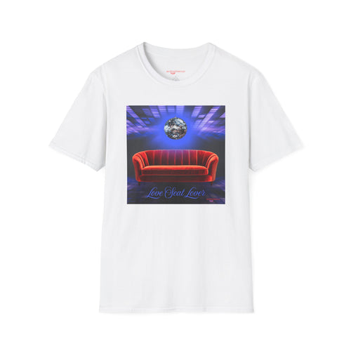 'Love Seat Lover'  ~Retro Disco Sofa T-Shirt — Sexy Red Velvet Love Seat  Graphic Tee- Feel the love