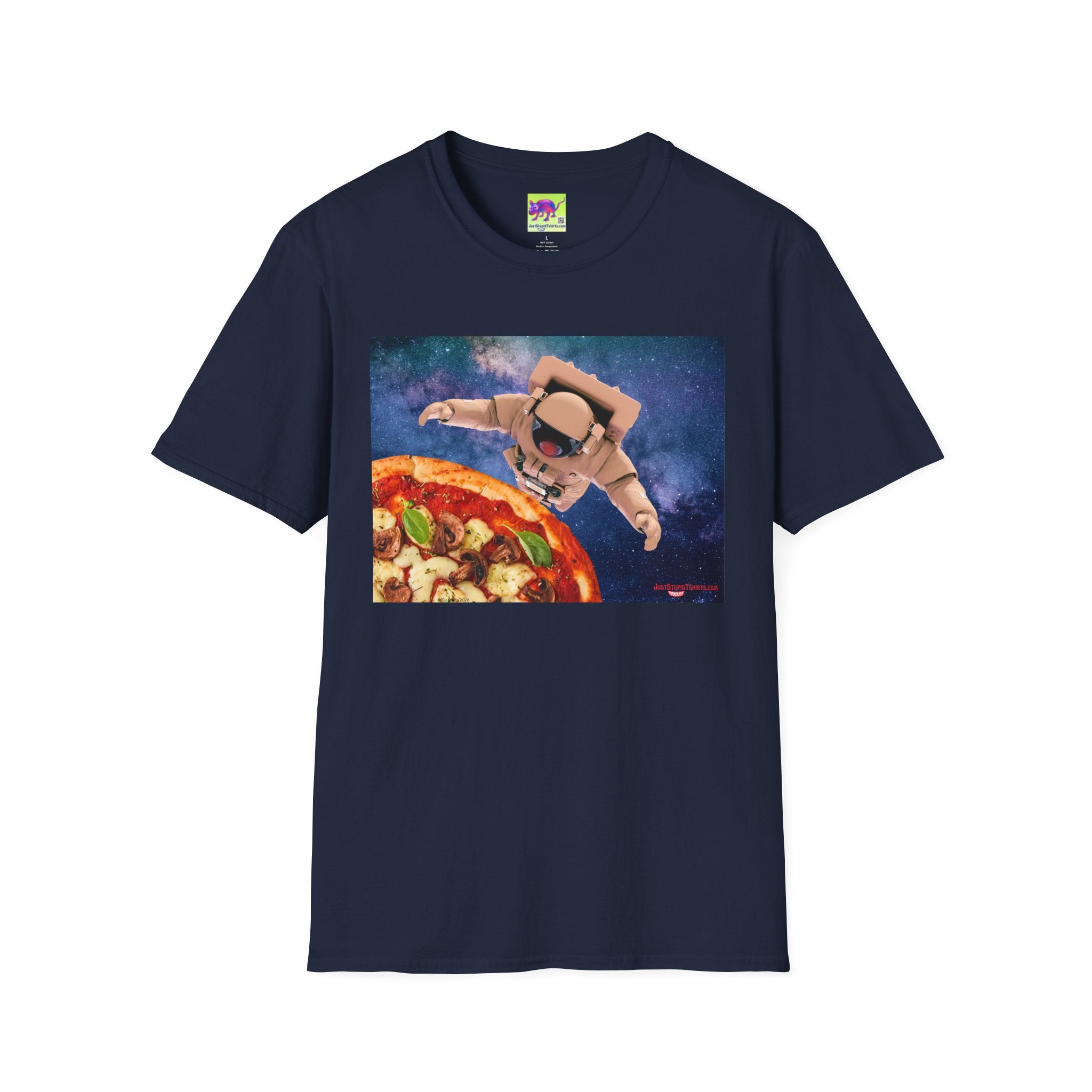 Astronaut Pizza Tee — Space Explorer Eating Pizza Graphic T-Shirt