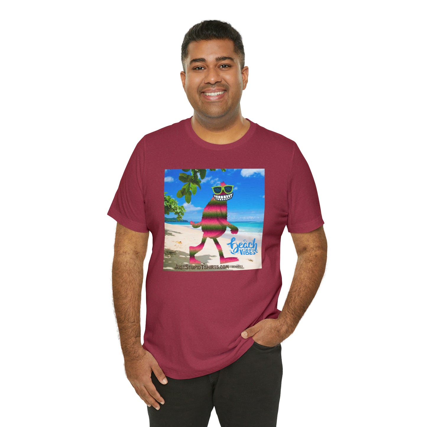 Beach Vibes Squatch Unisex Jersey Short Sleeve Tee- Big Foot Gifts, Yeti Tshirt,