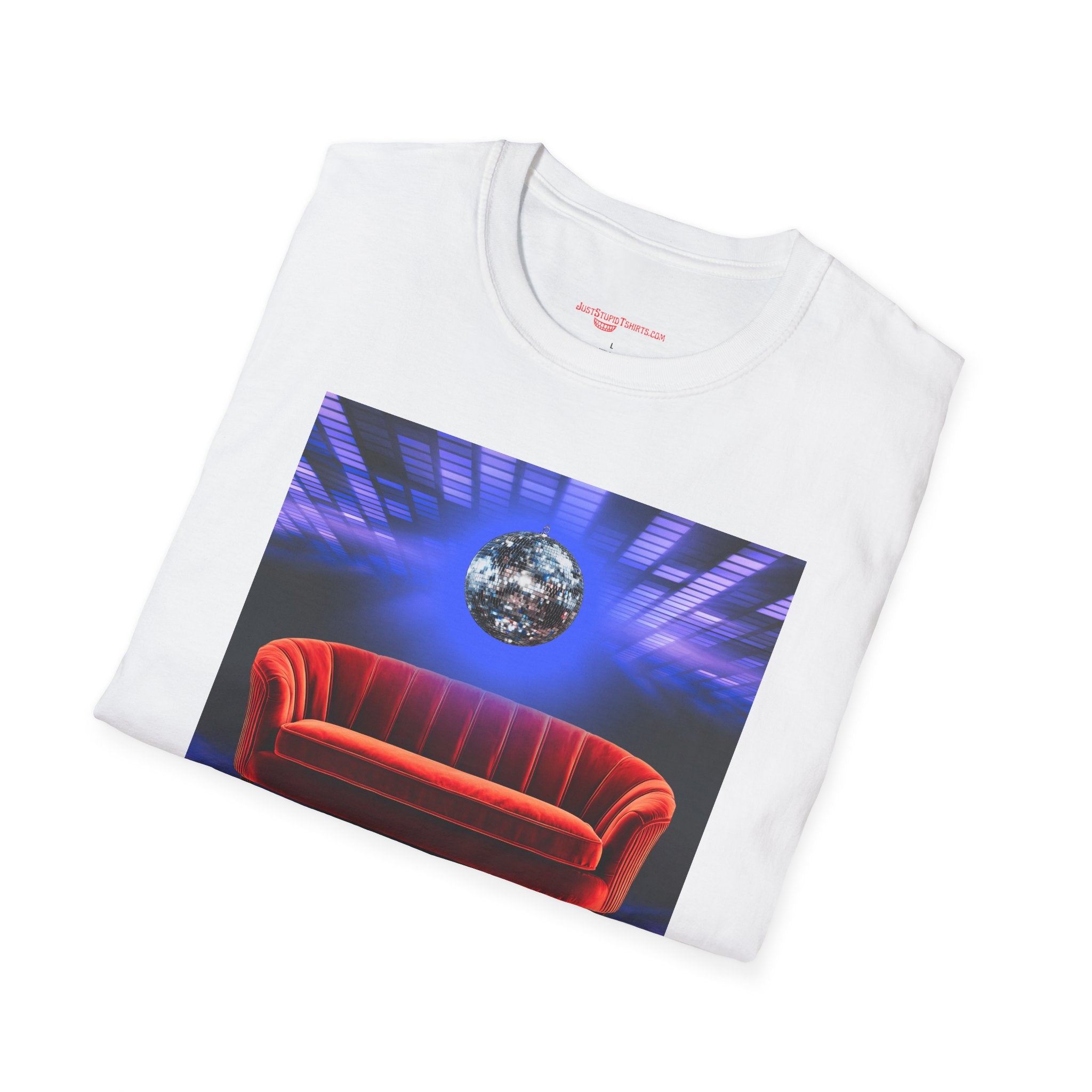 'Love Seat Lover'  ~Retro Disco Sofa T-Shirt — Sexy Red Velvet Love Seat  Graphic Tee- Feel the love