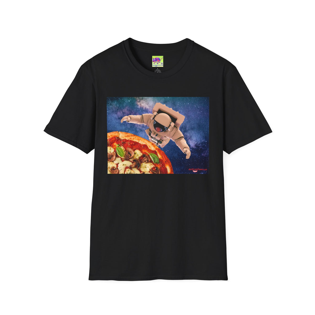 Astronaut Pizza Tee — Space Explorer Eating Pizza Graphic T-Shirt