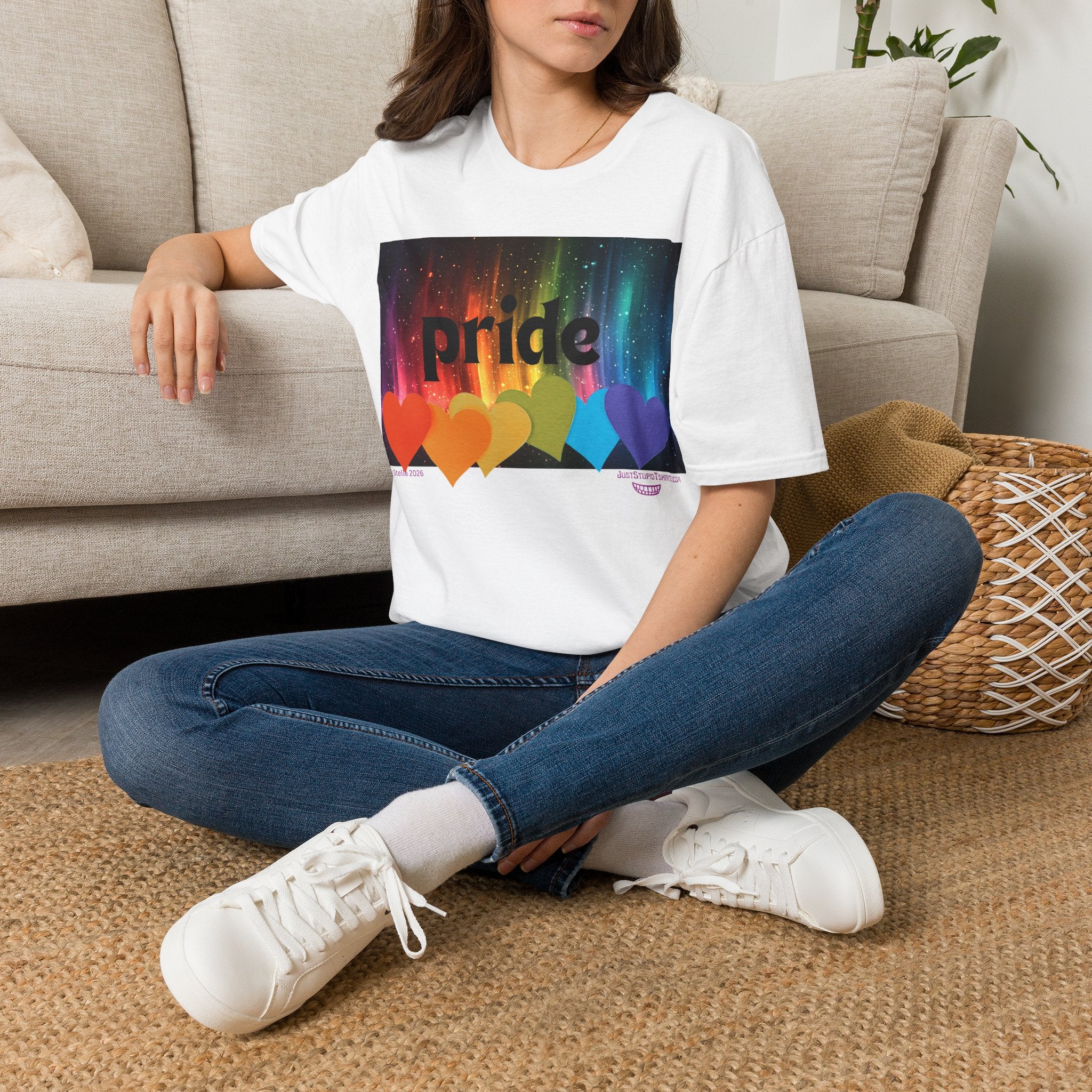Pride Rainbow Hearts T‑Shirt — Colorful Pride Graphic Tee- LGBTQ shirt, pride month shirt