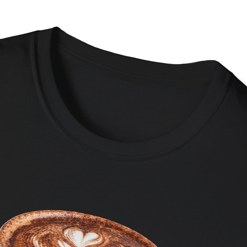 'Serve With a Juicy Piece of Gossip' Coffee Cup T‑Shirt — Funny Coffee Lover Tee