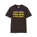 Live Music, Cheap Booze & Fist Fights T-Shirt — Funny Concert Graphic Tee- party shirts- novelty shirts-