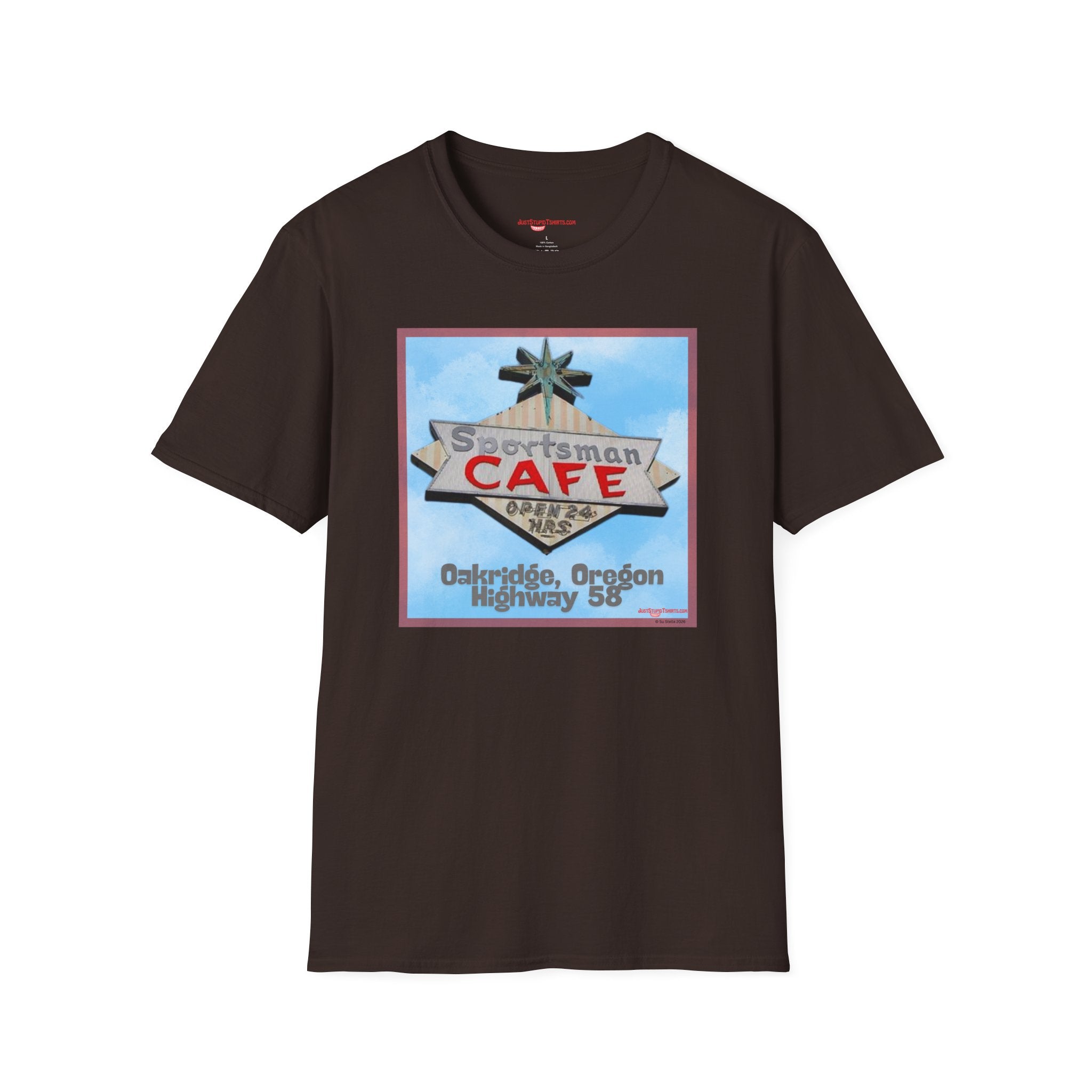 Sportsman Cafe T-Shirt — Oakridge, Oregon Highway 58 Retro Style Vintage