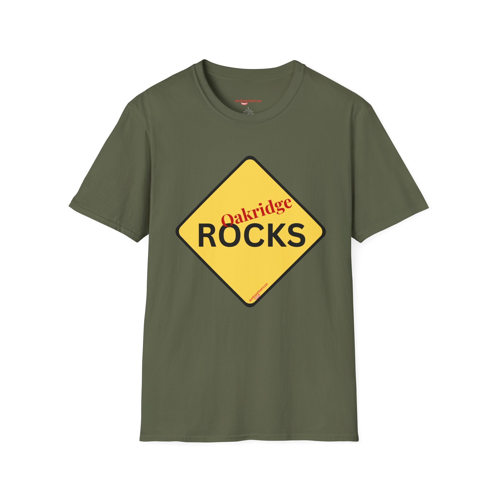 Oakridge Rocks T-Shirt — Yellow Road Sign Graphic Tee