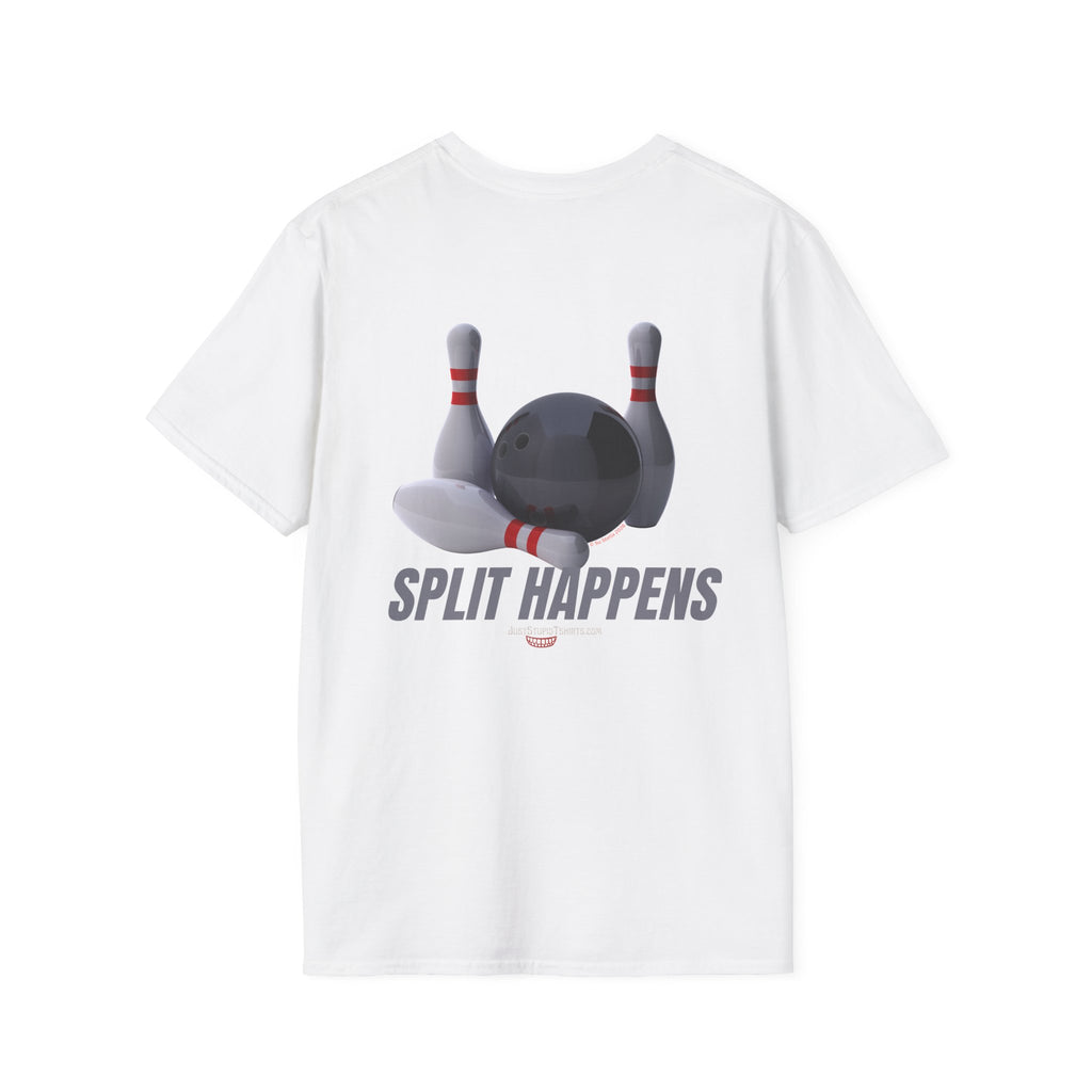 Split Happens Bowling T-Shirt —2 sided - Funny Bowling Shirt- bowling gear