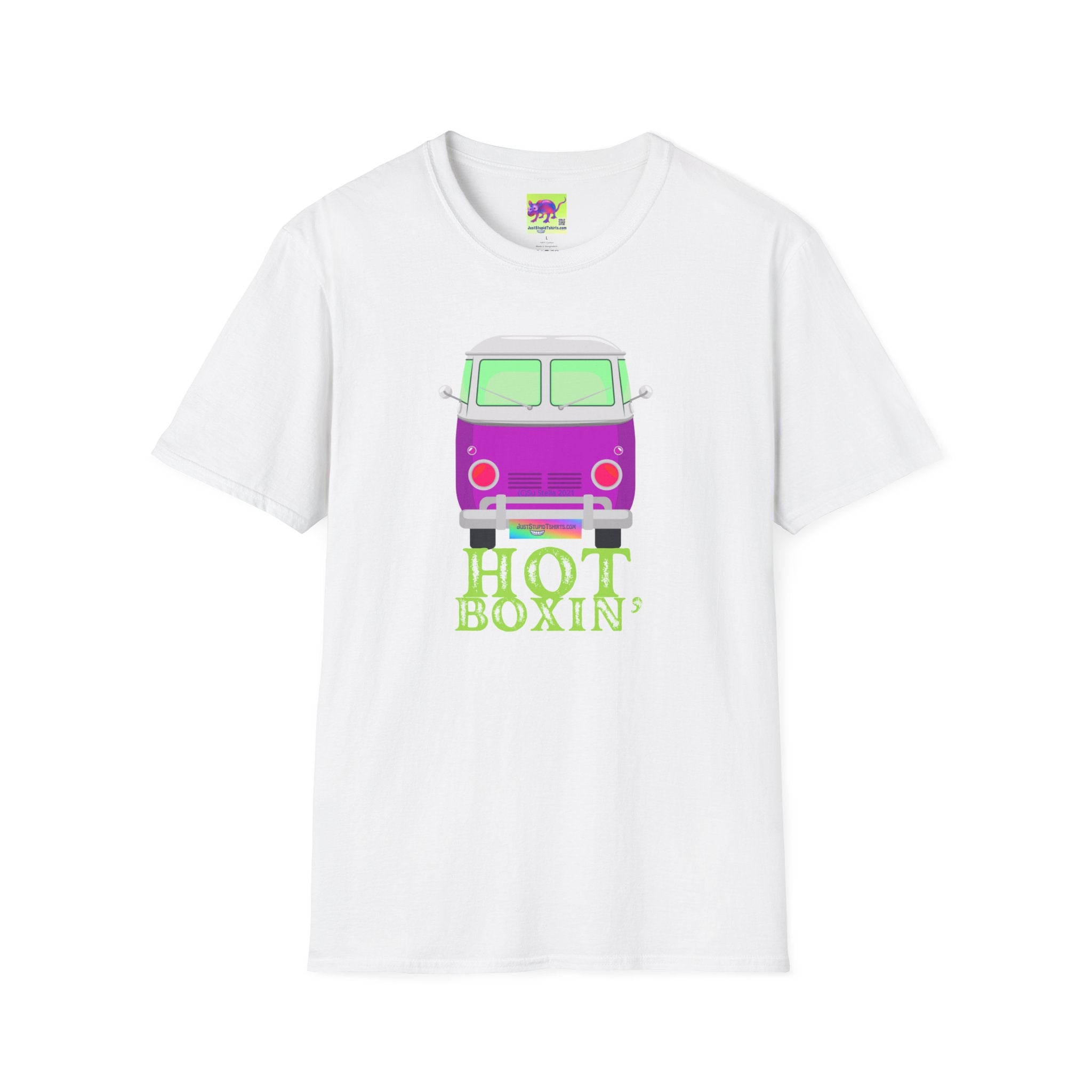 'Hot Boxin' Vintage VW Bus T‑Shirt — Purple Camper Van “Hot Boxin” Retro Graphic Tee