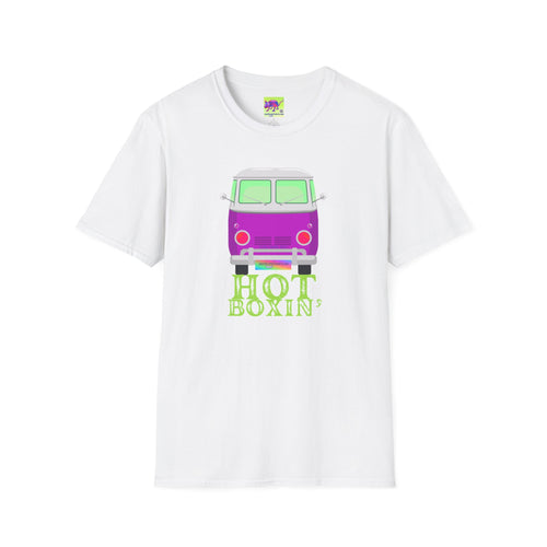 'Hot Boxin' Vintage VW Bus T‑Shirt — Purple Camper Van “Hot Boxin” Retro Graphic Tee