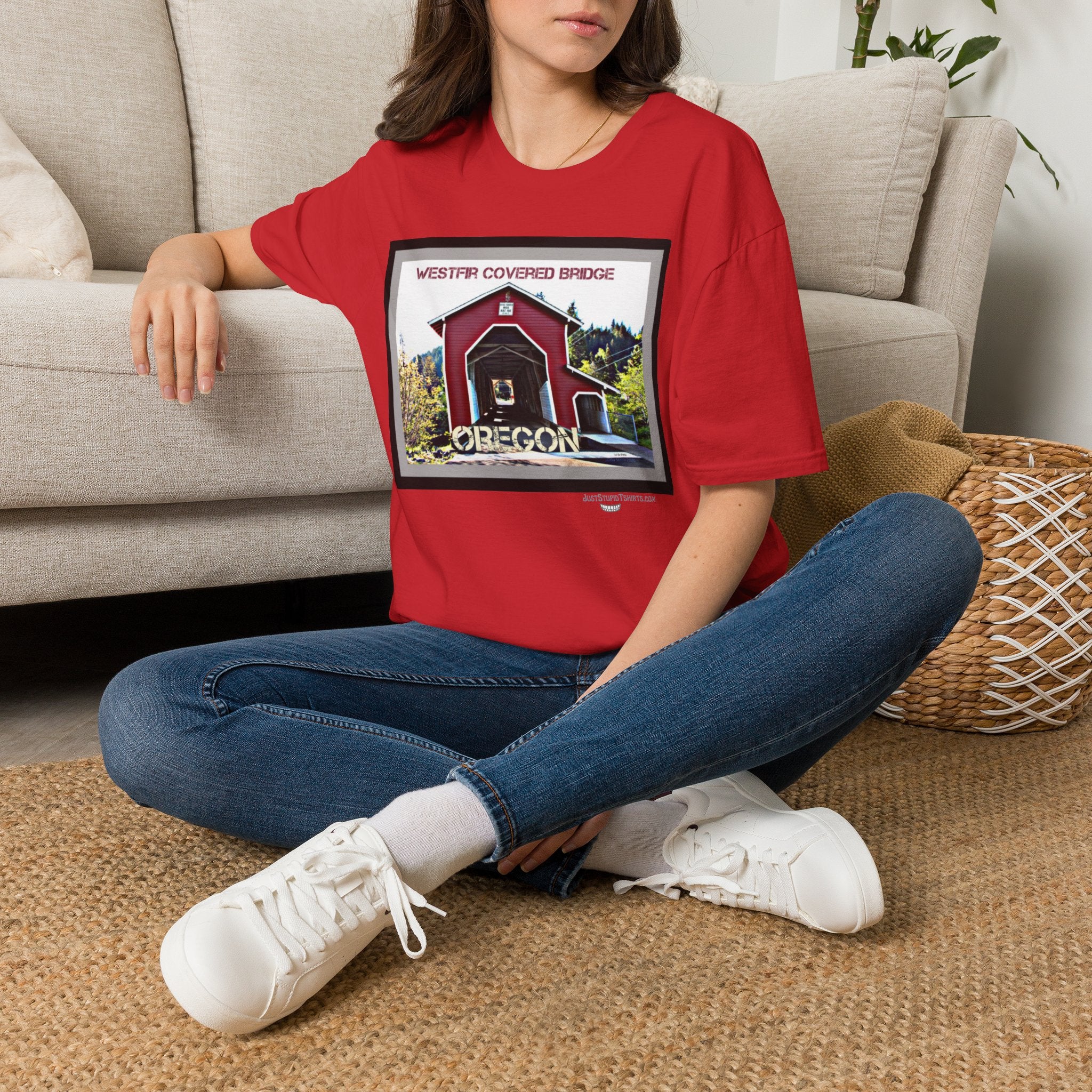 Westfir Covered Bridge Oregon T‑Shirt — Scenic Vintage Bridge Graphic Tee- Office Covered Bridge- Westfir, Oregon