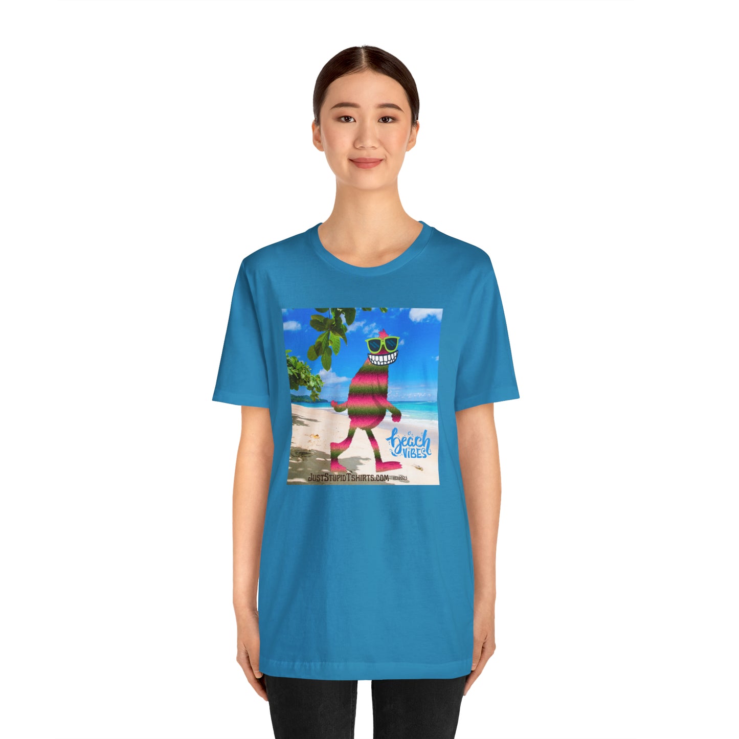 Beach Vibes Squatch Unisex Jersey Short Sleeve Tee- Big Foot Gifts, Yeti Tshirt,