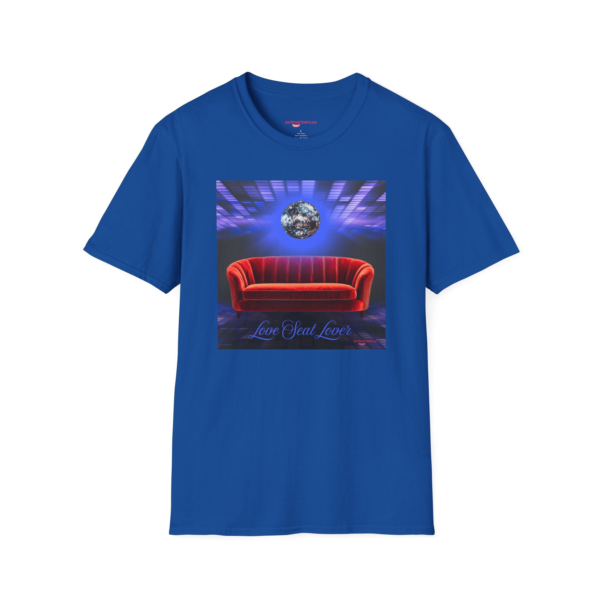 'Love Seat Lover'  ~Retro Disco Sofa T-Shirt — Sexy Red Velvet Love Seat  Graphic Tee- Feel the love