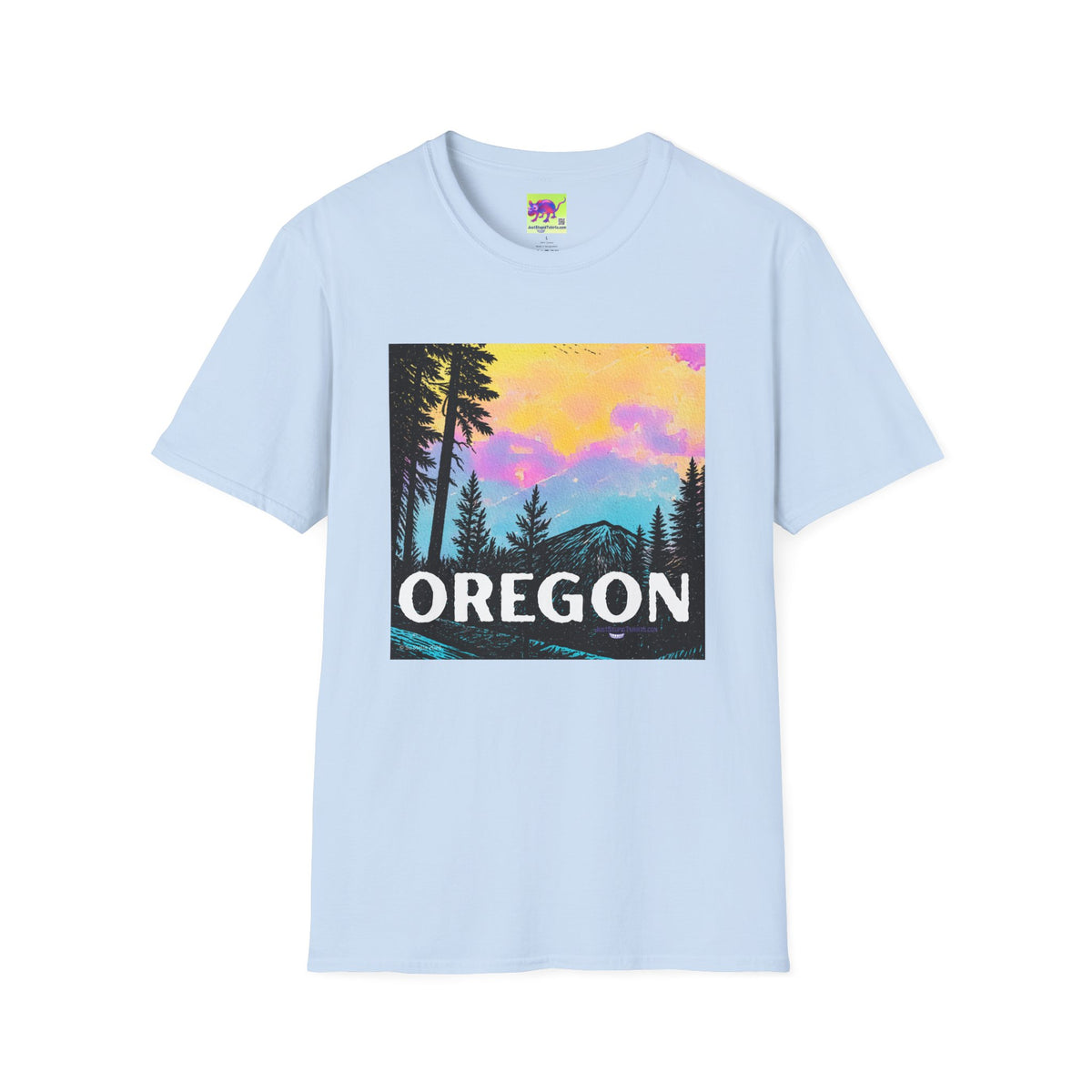 Oregon Sunset Mountain T-Shirt — Colorful Pine Forest Graphic Tee- Cascade Lakes Scenic Byway, Oregon