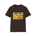 Street Nuts Vintage Snack Sign T-Shirt — "Buy a Sack, Enjoy a Mouthful" Retro Graphic Tee- grad gift, dad gift, fathers day laugh