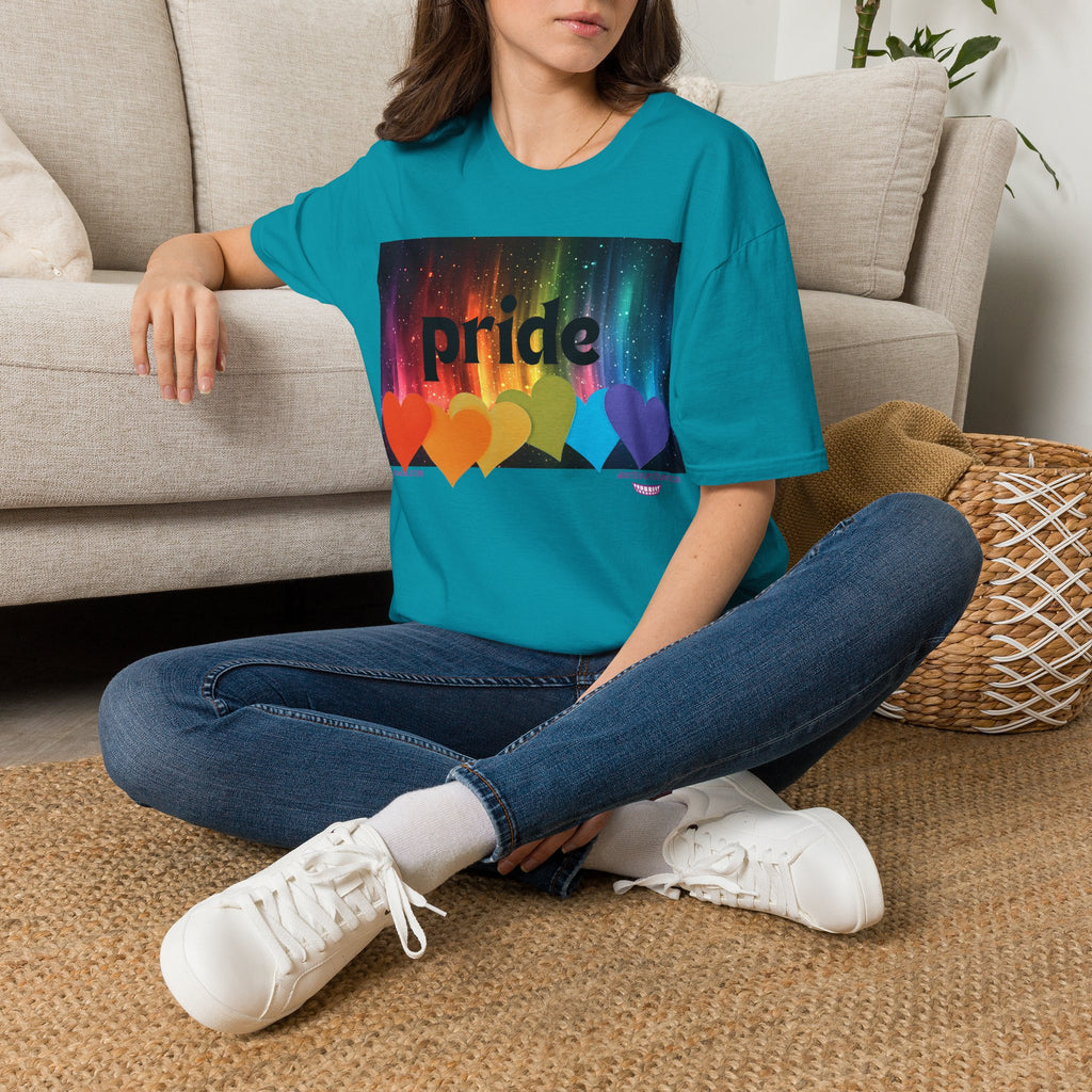 Pride Rainbow Hearts T‑Shirt — Colorful Pride Graphic Tee- LGBTQ shirt, pride month shirt